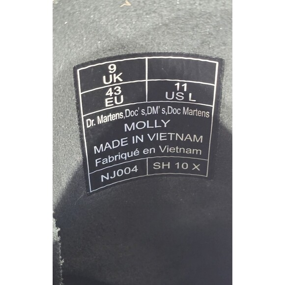 Dr. Martens Molly Leather Platform Boots Satin Ribbon Black Combat Womens 11 - Picture 2 of 15